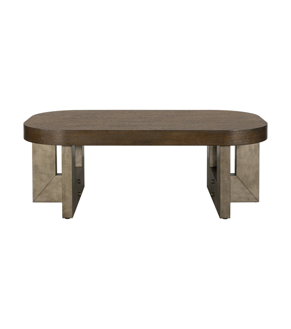 Basset Mirror Nova Coffee Table - Bold Modern Design In Charcoal Cerused Oak With Faux Metal Legs For Your Living Room Gray Wood 6021-lr-100
