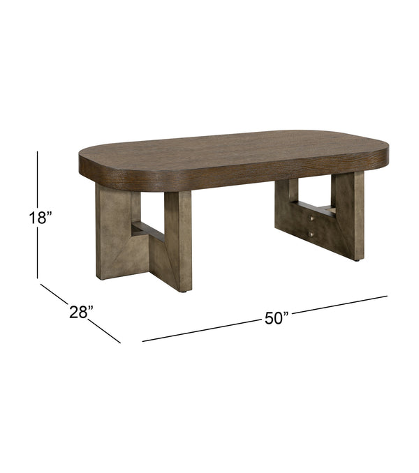 Basset Mirror Nova Coffee Table - Bold Modern Design In Charcoal Cerused Oak With Faux Metal Legs For Your Living Room Gray Wood 6021-lr-100