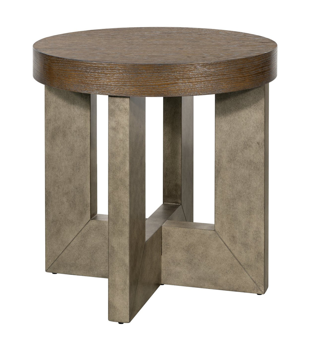 Basset Mirror Nova End Table: Bold Modern Design In Cerused Oak With Chic Charcoal Finish & Faux Metal Legs Gray Wood 6021-lr-220