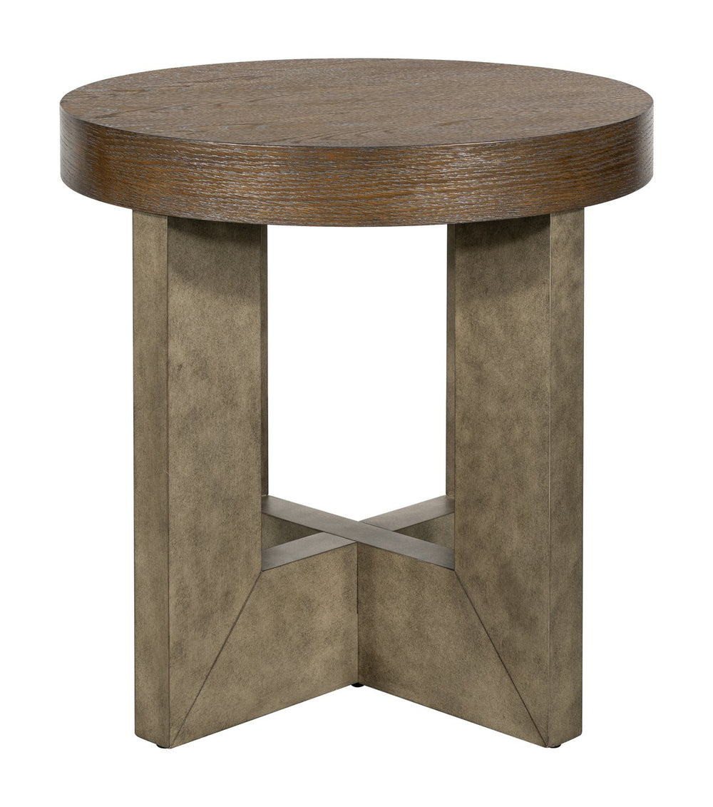 Basset Mirror Nova End Table: Bold Modern Design In Cerused Oak With Chic Charcoal Finish & Faux Metal Legs Gray Wood 6021-lr-220