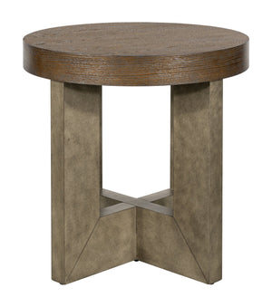 Basset Mirror Nova End Table: Bold Modern Design In Cerused Oak With Chic Charcoal Finish & Faux Metal Legs Gray Wood 6021-lr-220