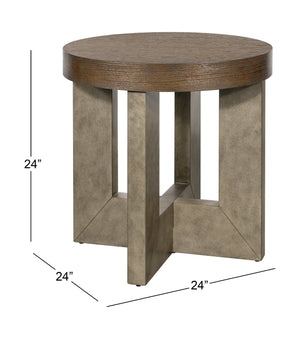 Basset Mirror Nova End Table: Bold Modern Design In Cerused Oak With Chic Charcoal Finish & Faux Metal Legs Gray Wood 6021-lr-220