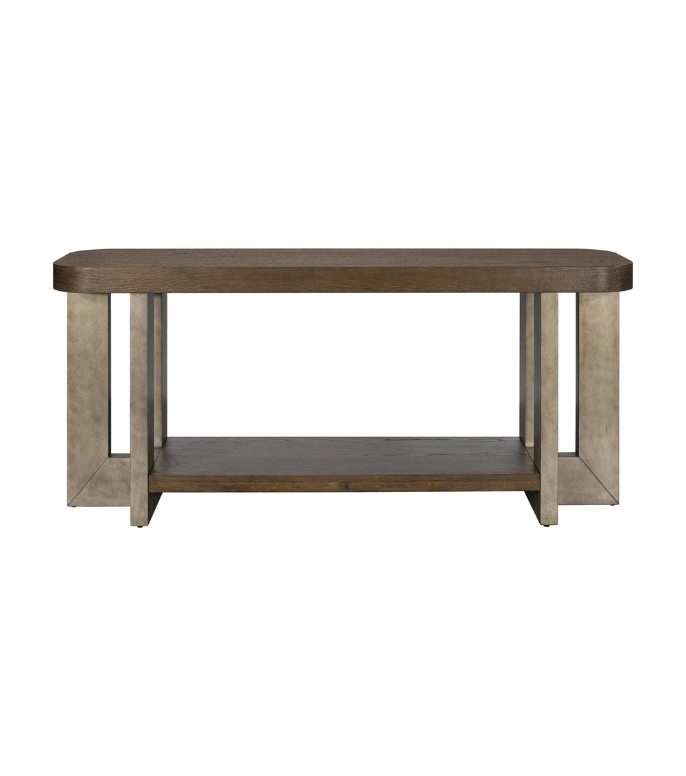 Basset Mirror Nova Console Table - Bold Charcoal Finish With Faux Metal Legs For Modern Entryway Elegance Gray Wood 6021-lr-400