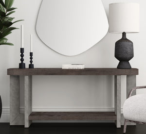 Basset Mirror Nova Console Table - Bold Charcoal Finish With Faux Metal Legs For Modern Entryway Elegance Gray Wood 6021-lr-400