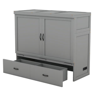HomeRoots Gray Wood Full Murphy Bed – Stylish Space-Saving Solution for Small Rooms, Studios & Multi-Use Spaces 602100