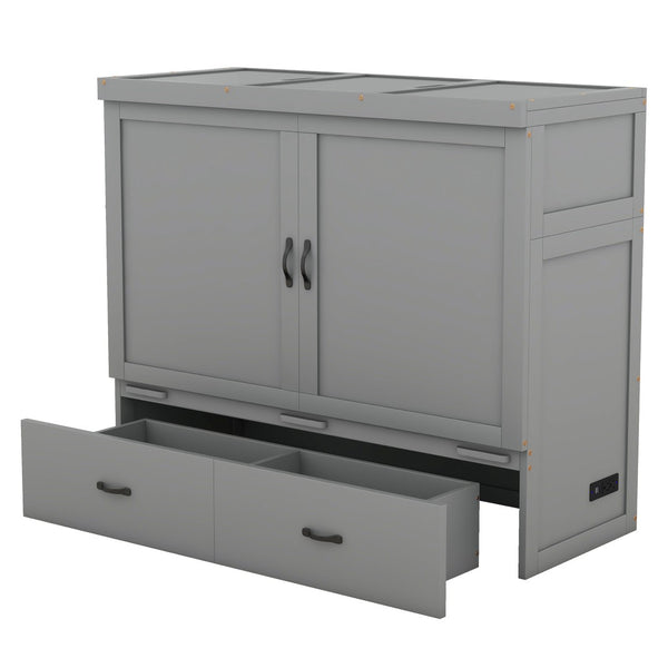 HomeRoots Gray Wood Full Murphy Bed – Stylish Space-Saving Solution for Small Rooms, Studios & Multi-Use Spaces 602100