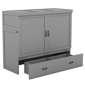 HomeRoots Gray Wood Full Murphy Bed – Stylish Space-Saving Solution for Small Rooms, Studios & Multi-Use Spaces 602100