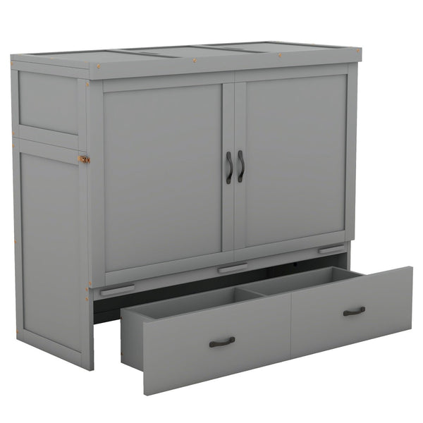HomeRoots Gray Wood Full Murphy Bed – Stylish Space-Saving Solution for Small Rooms, Studios & Multi-Use Spaces 602100