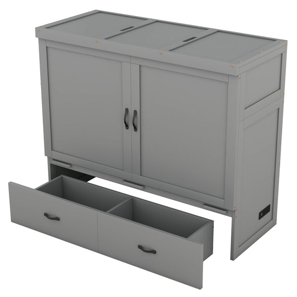 HomeRoots Gray Wood Full Murphy Bed – Stylish Space-Saving Solution for Small Rooms, Studios & Multi-Use Spaces 602100