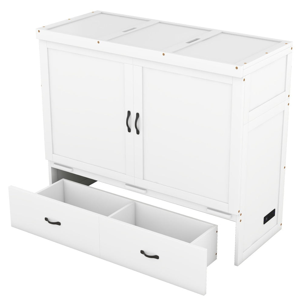 HomeRoots White Wood Full Murphy Bed - Space-Saving Design & Timeless Style for Effortless Functionality! 602101