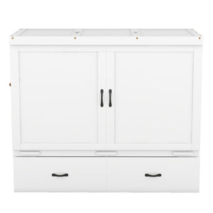 HomeRoots White Wood Full Murphy Bed - Space-Saving Design & Timeless Style for Effortless Functionality! 602101