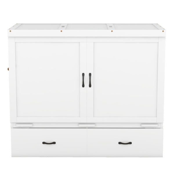 HomeRoots White Wood Full Murphy Bed - Space-Saving Design & Timeless Style for Effortless Functionality! 602101
