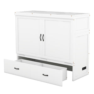 HomeRoots White Wood Full Murphy Bed - Space-Saving Design & Timeless Style for Effortless Functionality! 602101