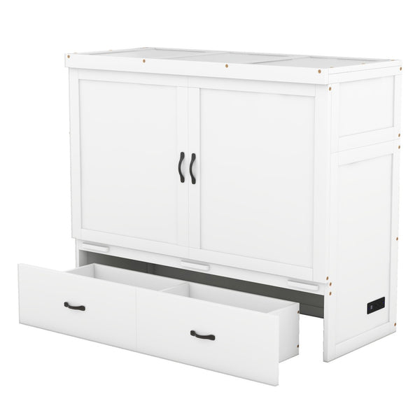 HomeRoots White Wood Full Murphy Bed - Space-Saving Design & Timeless Style for Effortless Functionality! 602101