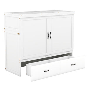 HomeRoots White Wood Full Murphy Bed - Space-Saving Design & Timeless Style for Effortless Functionality! 602101
