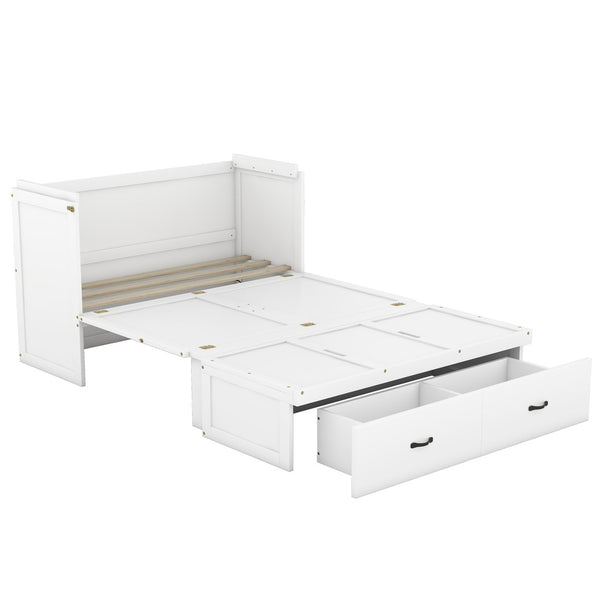 HomeRoots White Wood Full Murphy Bed - Space-Saving Design & Timeless Style for Effortless Functionality! 602101