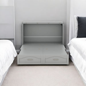 HomeRoots Gray Wood Full Murphy Bed with USB Port – Space-Saving Design for Small Rooms & Modern Convenience 602102