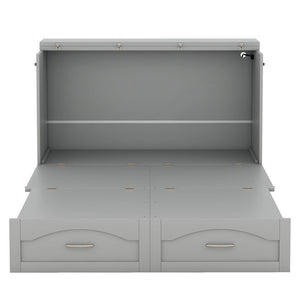 HomeRoots Gray Wood Full Murphy Bed with USB Port – Space-Saving Design for Small Rooms & Modern Convenience 602102
