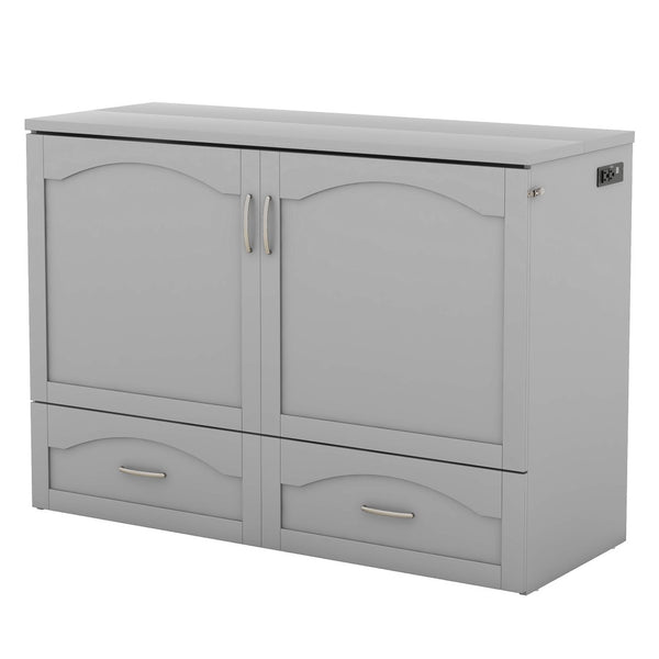 HomeRoots Gray Wood Full Murphy Bed with USB Port – Space-Saving Design for Small Rooms & Modern Convenience 602102