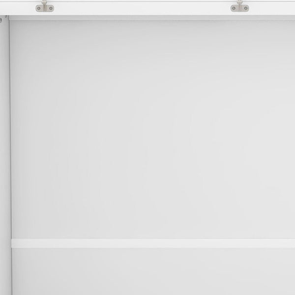 HomeRoots White Wood Full Murphy Bed with USB - Space-Saving Design, Stylish Storage, and Comfort for Any Room 602103
