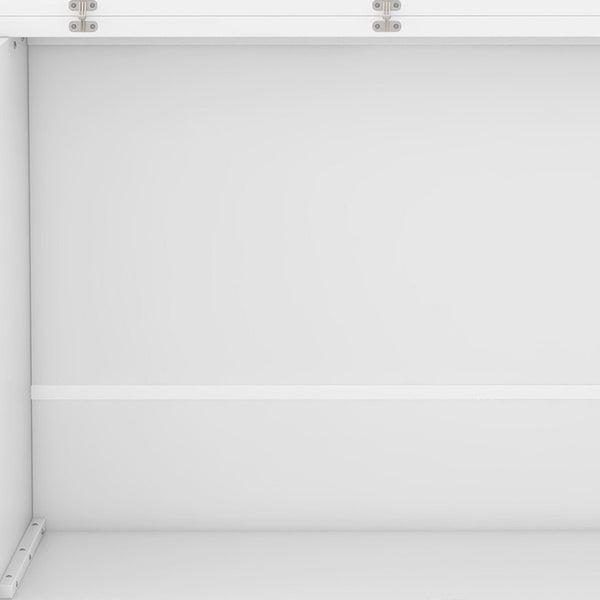 HomeRoots White Wood Full Murphy Bed with USB - Space-Saving Design, Stylish Storage, and Comfort for Any Room 602103