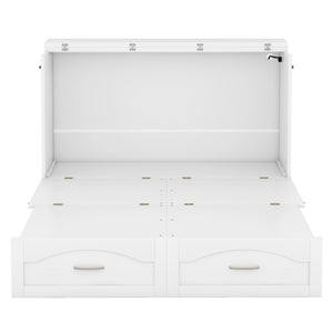 HomeRoots White Wood Full Murphy Bed with USB - Space-Saving Design, Stylish Storage, and Comfort for Any Room 602103