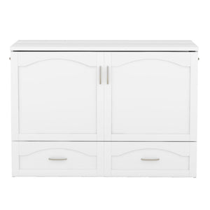 HomeRoots White Wood Full Murphy Bed with USB - Space-Saving Design, Stylish Storage, and Comfort for Any Room 602103