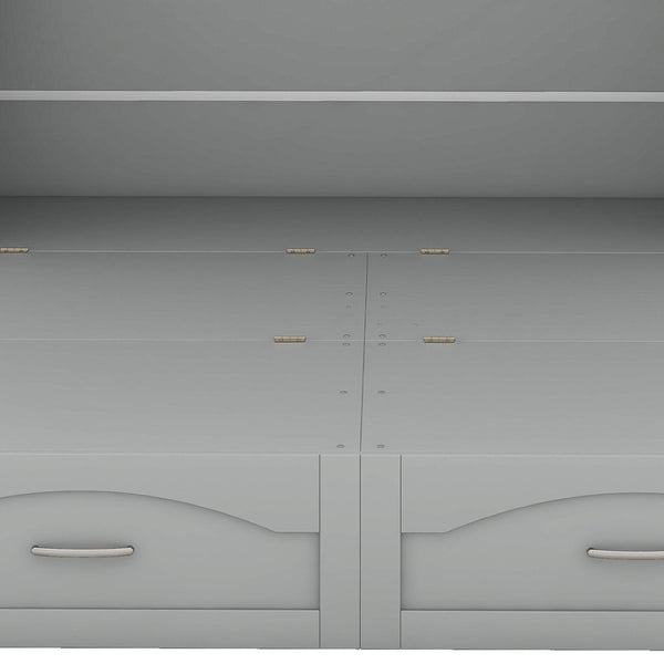 HomeRoots Gray Wood Queen Murphy Bed - Stylish Space-Saving Design with USB for Modern Living Rooms & Studios 602104