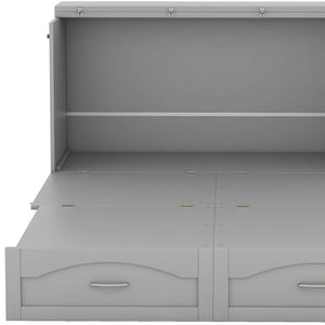 HomeRoots Gray Wood Queen Murphy Bed - Stylish Space-Saving Design with USB for Modern Living Rooms & Studios 602104