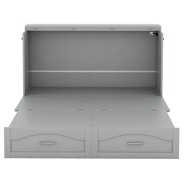 HomeRoots Gray Wood Queen Murphy Bed - Stylish Space-Saving Design with USB for Modern Living Rooms & Studios 602104