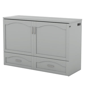 HomeRoots Gray Wood Queen Murphy Bed - Stylish Space-Saving Design with USB for Modern Living Rooms & Studios 602104