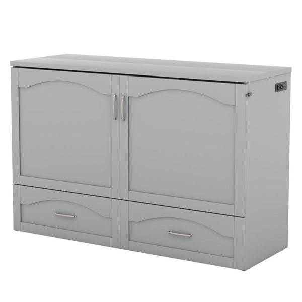 HomeRoots Gray Wood Queen Murphy Bed - Stylish Space-Saving Design with USB for Modern Living Rooms & Studios 602104