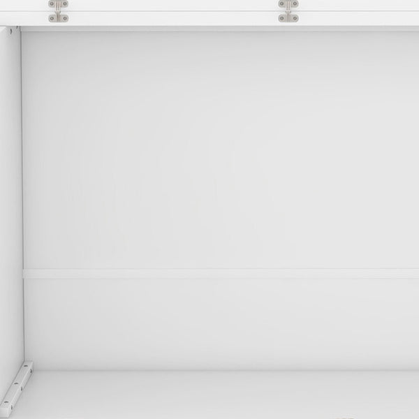 HomeRoots White Wood Queen Murphy Bed with USB Port – Space-Saving Elegance for Stylish Homes and Guests 602105