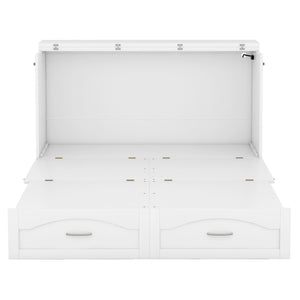 HomeRoots White Wood Queen Murphy Bed with USB Port – Space-Saving Elegance for Stylish Homes and Guests 602105