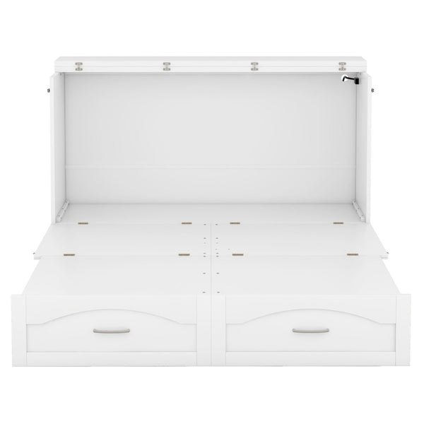HomeRoots White Wood Queen Murphy Bed with USB Port – Space-Saving Elegance for Stylish Homes and Guests 602105