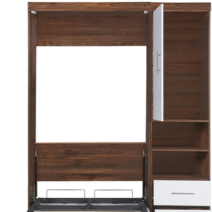 HomeRoots White Wood Twin Murphy Bed – Space-Saving Elegance with Durable Design for Stylish Guest Rooms & Studios 602106