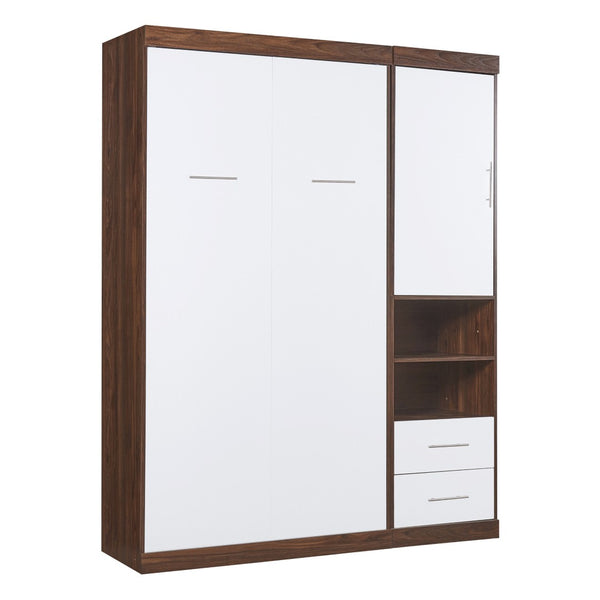 HomeRoots White Wood Twin Murphy Bed – Space-Saving Elegance with Durable Design for Stylish Guest Rooms & Studios 602106