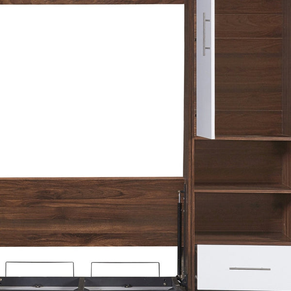 HomeRoots White Wood Twin Murphy Bed – Space-Saving Elegance with Durable Design for Stylish Guest Rooms & Studios 602106