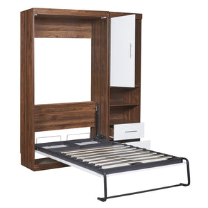 HomeRoots White Wood Twin Murphy Bed – Space-Saving Elegance with Durable Design for Stylish Guest Rooms & Studios 602106