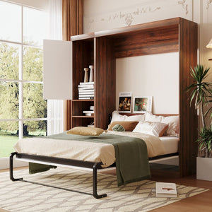 HomeRoots White Wood Full Murphy Bed - Elegant Space-Saving Solution for Guest Rooms, Studios & Multifunctional Spaces 602107