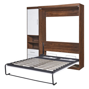 HomeRoots White Wood Full Murphy Bed - Elegant Space-Saving Solution for Guest Rooms, Studios & Multifunctional Spaces 602107