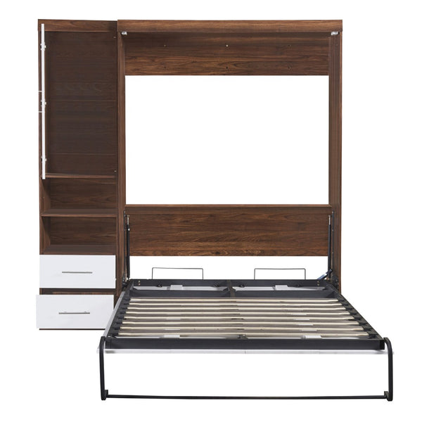 HomeRoots White Wood Full Murphy Bed - Elegant Space-Saving Solution for Guest Rooms, Studios & Multifunctional Spaces 602107