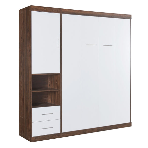 HomeRoots White Wood Full Murphy Bed - Elegant Space-Saving Solution for Guest Rooms, Studios & Multifunctional Spaces 602107
