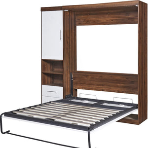 HomeRoots White Wood Full Murphy Bed - Elegant Space-Saving Solution for Guest Rooms, Studios & Multifunctional Spaces 602107