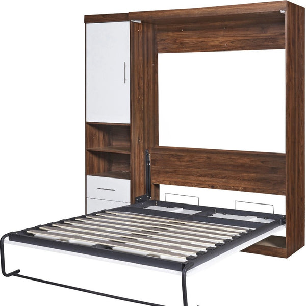 HomeRoots White Wood Full Murphy Bed - Elegant Space-Saving Solution for Guest Rooms, Studios & Multifunctional Spaces 602107