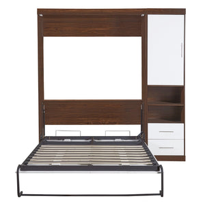 HomeRoots White Wood Full Murphy Bed - Elegant Space-Saving Solution for Guest Rooms, Studios & Multifunctional Spaces 602107