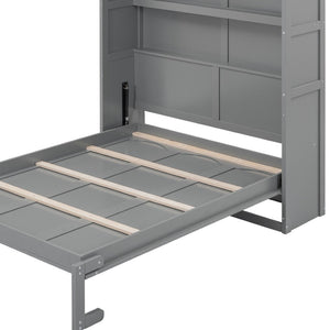 HomeRoots Gray Wood Full Murphy Bed - Stylish Space-Saving Solution for Modern Living with Comfort & Durability 602108