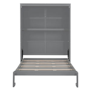 HomeRoots Gray Wood Full Murphy Bed - Stylish Space-Saving Solution for Modern Living with Comfort & Durability 602108