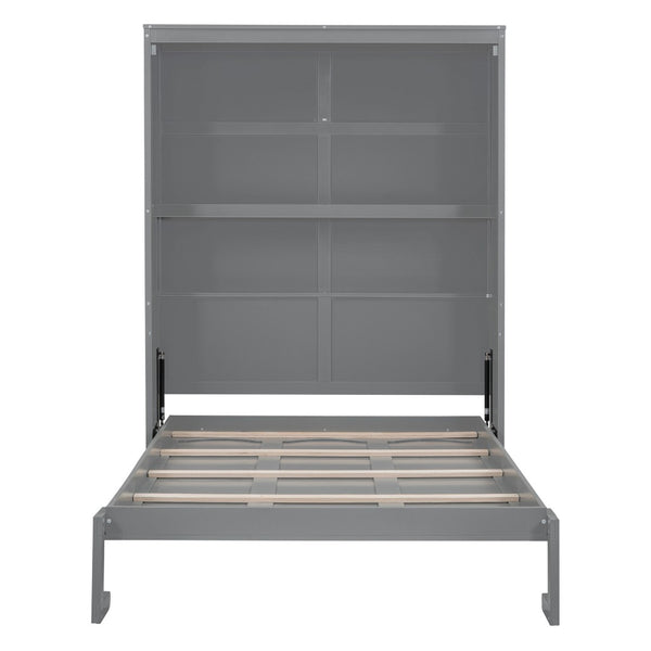 HomeRoots Gray Wood Full Murphy Bed - Stylish Space-Saving Solution for Modern Living with Comfort & Durability 602108