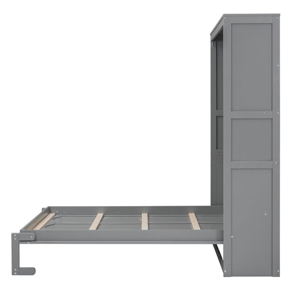 HomeRoots Gray Wood Full Murphy Bed - Stylish Space-Saving Solution for Modern Living with Comfort & Durability 602108
